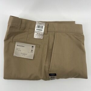Haggar Mitchell Khaki Pants Mens 42x32 Tan Classic Fit Cotton Chino